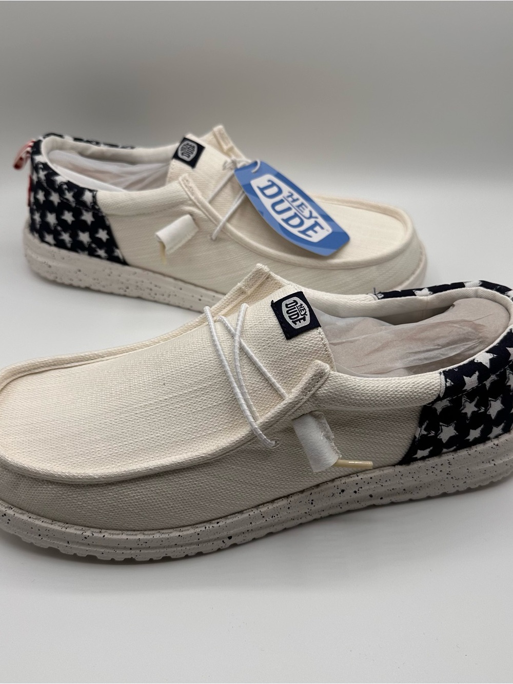 Hey Dude Men's Wally Funk Americana Stars Size 12 White/Navy Blazer Shoes 2025 - Picture 2 of 8
